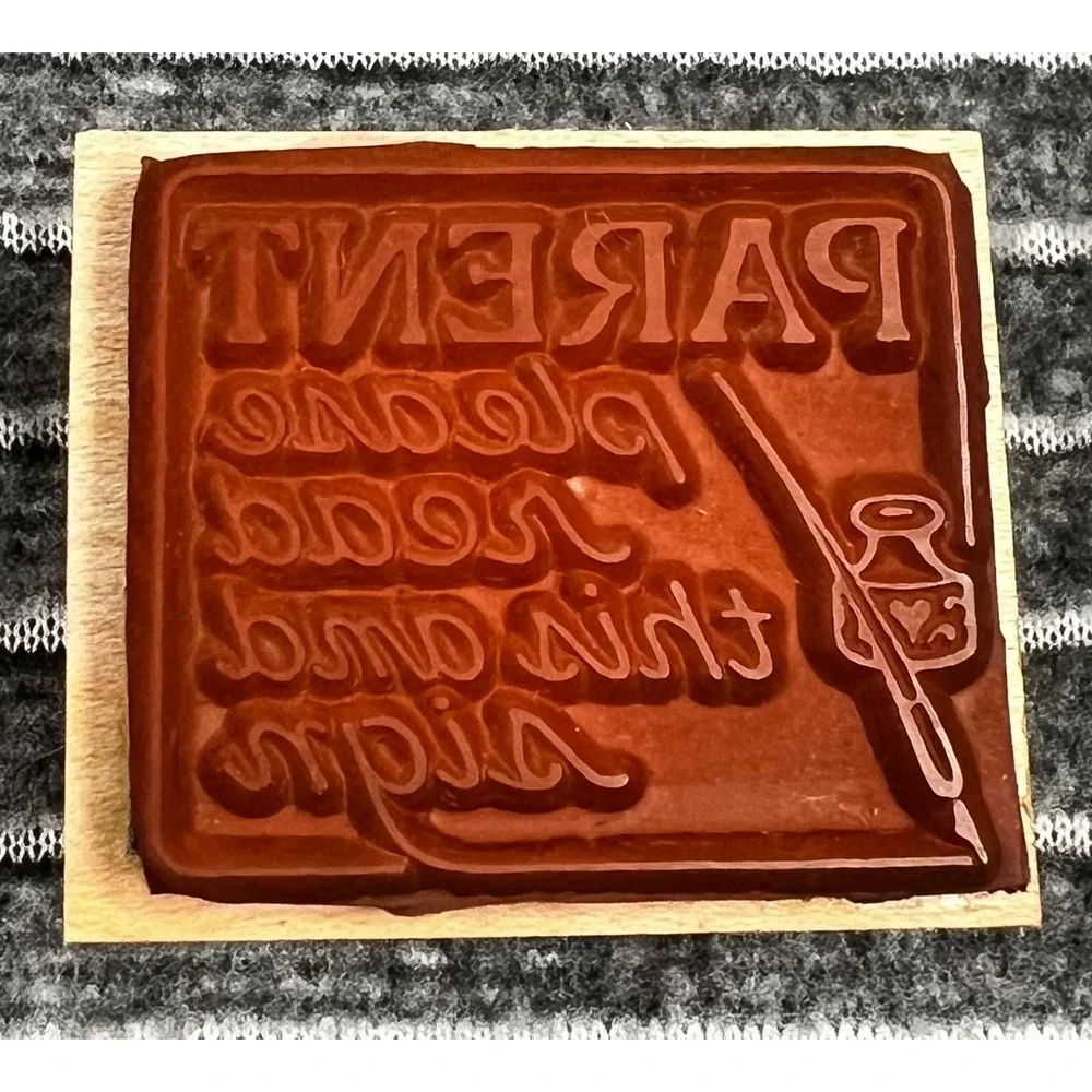 Prints of Peace Rubber Stamp Teacher Excellent Parent Sign Return TB209